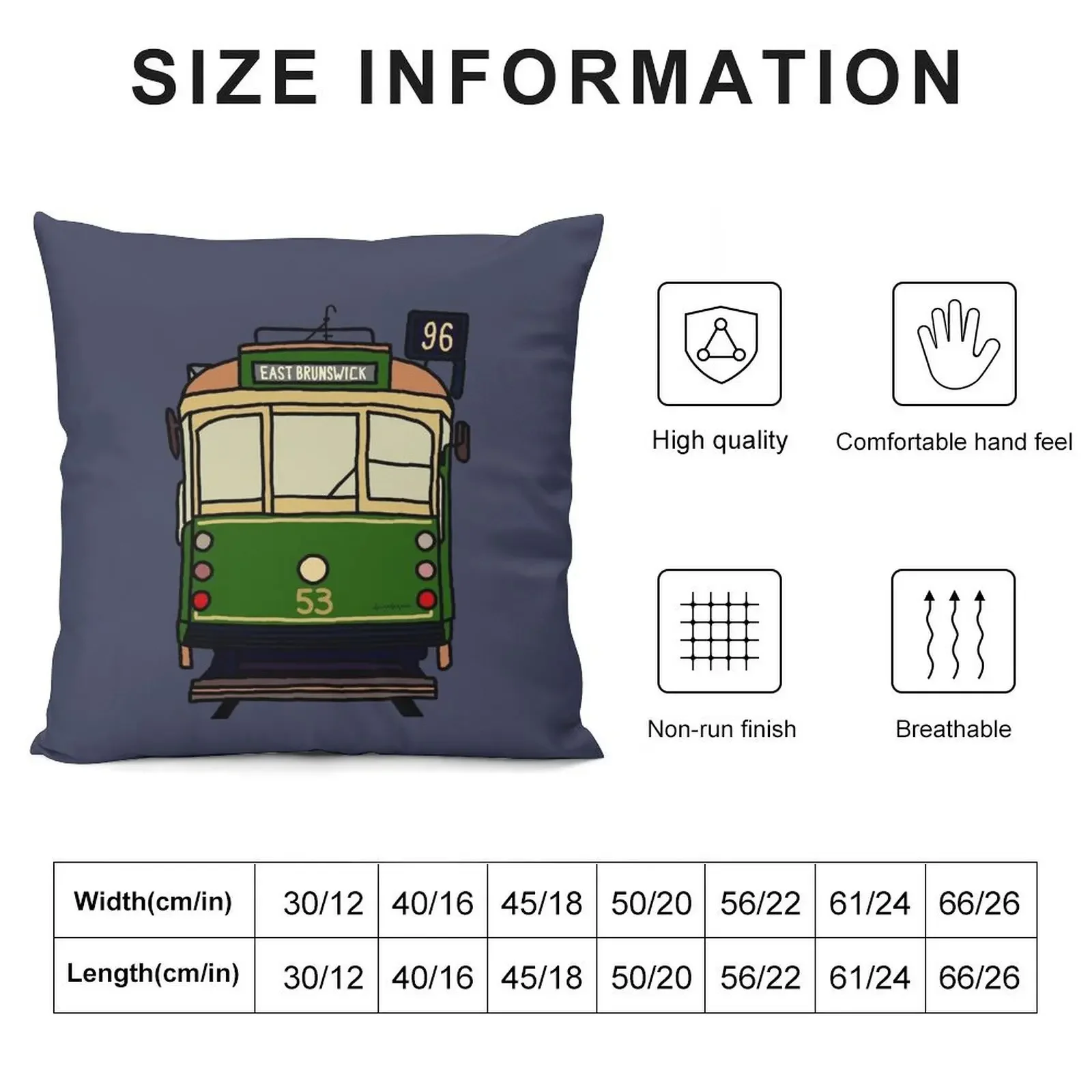 Melbourne Tram - No.96 to Brunswick East Throw Pillow Sofa Cushions Cover Christmas Pillow Cases pillow