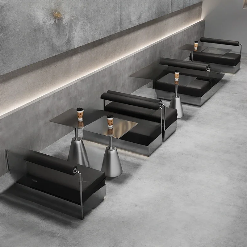 Industrial style bar table and chair combination, gym leisure area negotiation, milk tea shop, coffee shop wall booth sofa