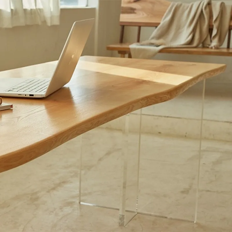 Nordic Solid Wood Acrylic Floating Table Modern Simple Study Bedroom Office Desk Creative Home Furniture Mobili Da Studio FYFD view 5