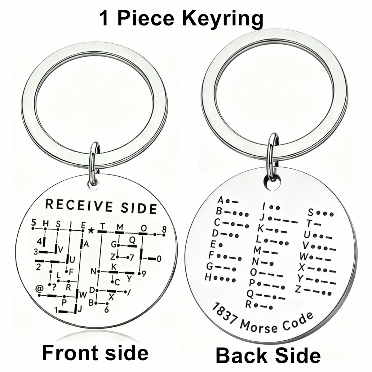 1 Pcs Amateur Radio Practice For Morse Code Survival Keychain, CW Training Keyring Double-Sided Laser Engraved Ham Radio Keyring