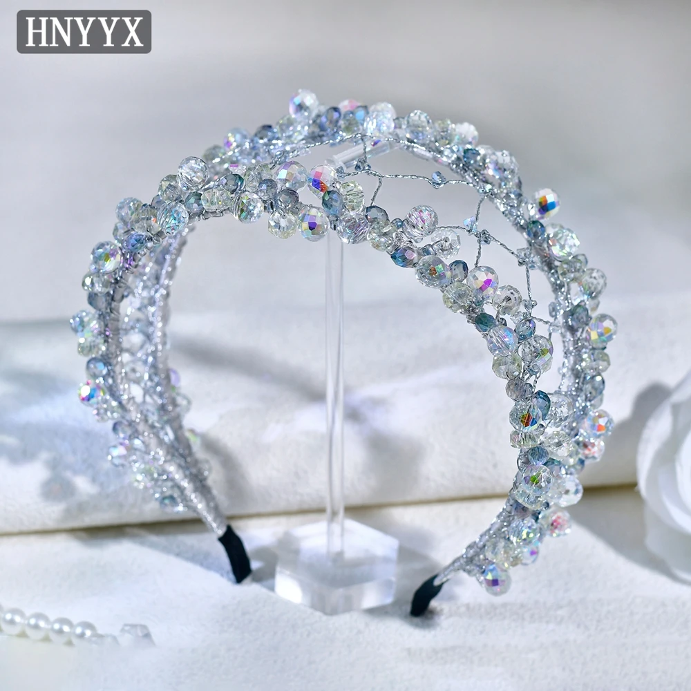 

HNYYX Luxury Sparkling Crystal Hair Bands Princess Headband Double Row Daily Hair Accessories Bridesmaid Wedding Headdress A308