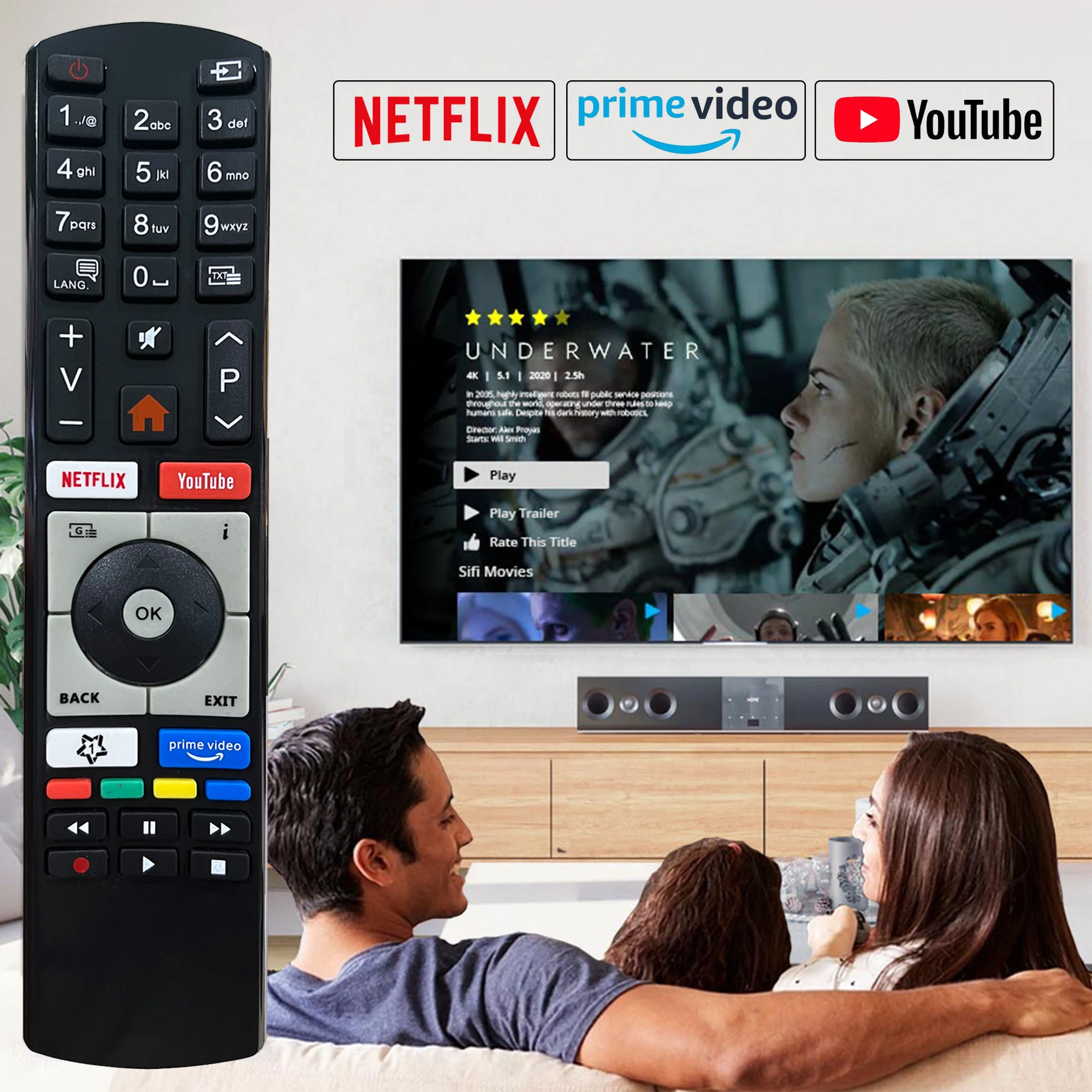Remote Control RC4318P RC4391PRC4318 for Vestel Finlux Telefunken Edenwood 4K Smart Television