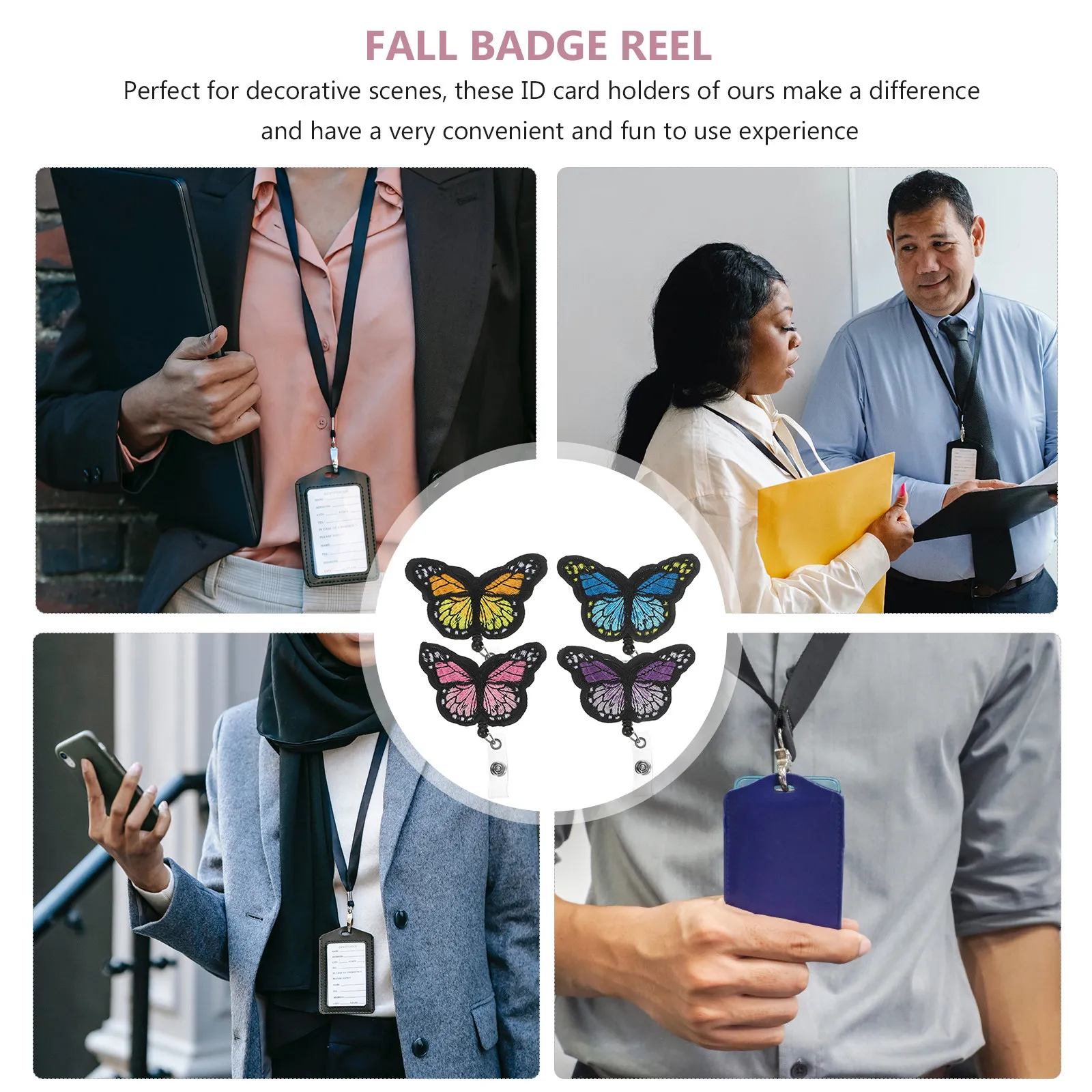 

4 шт. держателей для бейджей для медсестер, зажимы для карт в форме бабочек, декоративные зажимы для именных бейджей, очаровательные