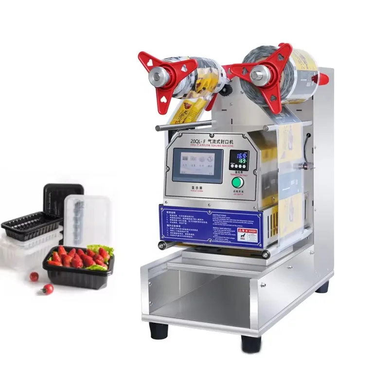 

Automatic Plastic Tray Sealing Machine Nitrogen Flush For Fast Food Lunch Box Round Square Container Fresh Packaging