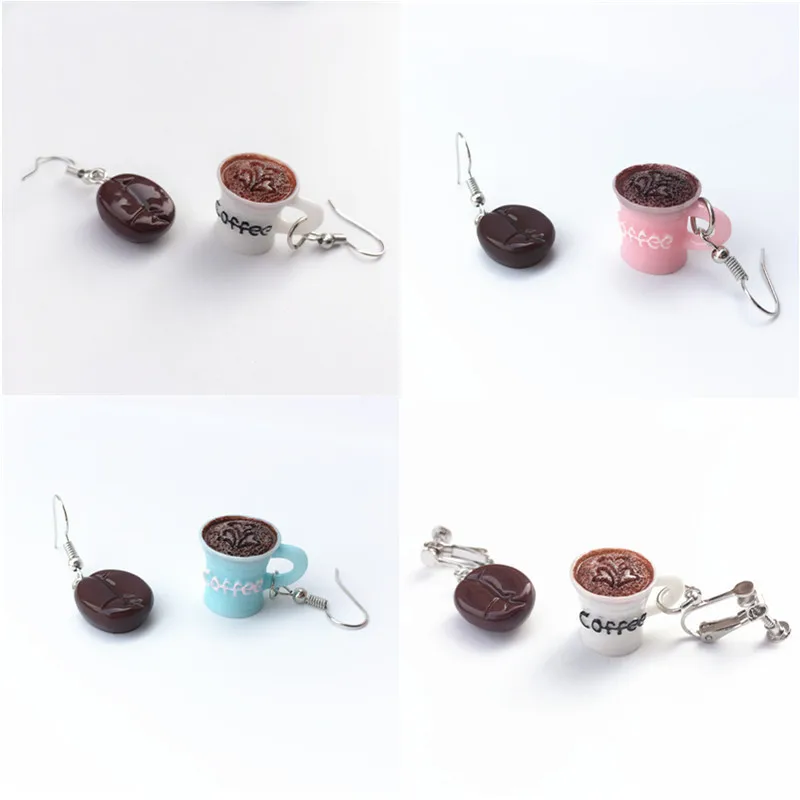 Women\'s Lovely Coffee cup Earrings Girl\'s Cute Party Drop Earrings Romantic Gifts funny jewelry