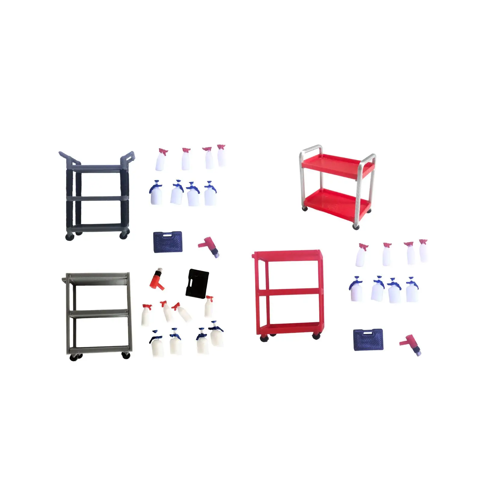 Tools Trolley Model 1/18 Diorama Decoration Collection Decorative Vehicles Accessories Toys Miniature Sculpture for Garage
