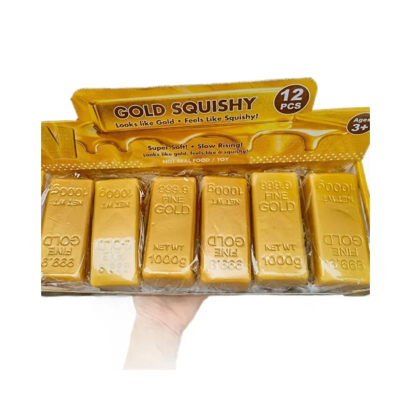 1 Stück Simulierter Goldbarren Squishy Slow Rising Stressabbau-Spielzeug Realistischer Goldbarren Quetsch-Anti-Angst-Fidget-Spielzeug Party-Geschenk – Detail 6
