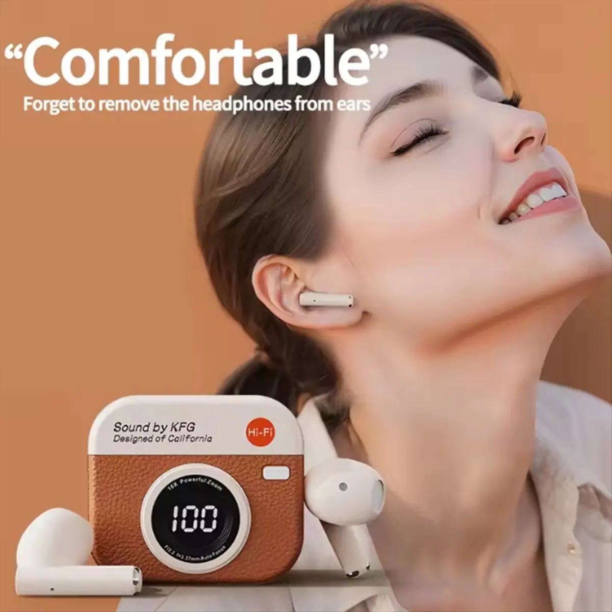 A06R New Gaming Wireless Headphone Retro Camera Shape in-Ear Battery Indicator Bluetooth Earphone Items Ear Buds