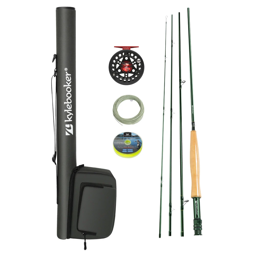 kyleboaker fly fishing rod com reel combo kit peso starter roupa de pesca rod bolsa 8 01