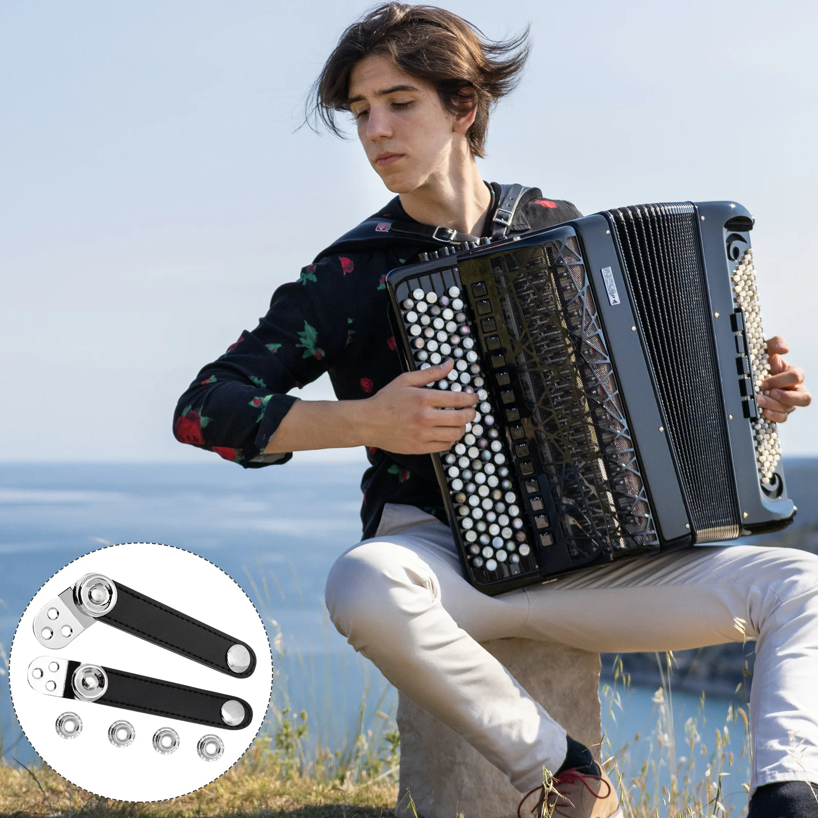 

1Set Accordion Below Buckle Strap Cowhide Universal Bellows Durable Replacement Accessory Instrument Supply Below Buckle