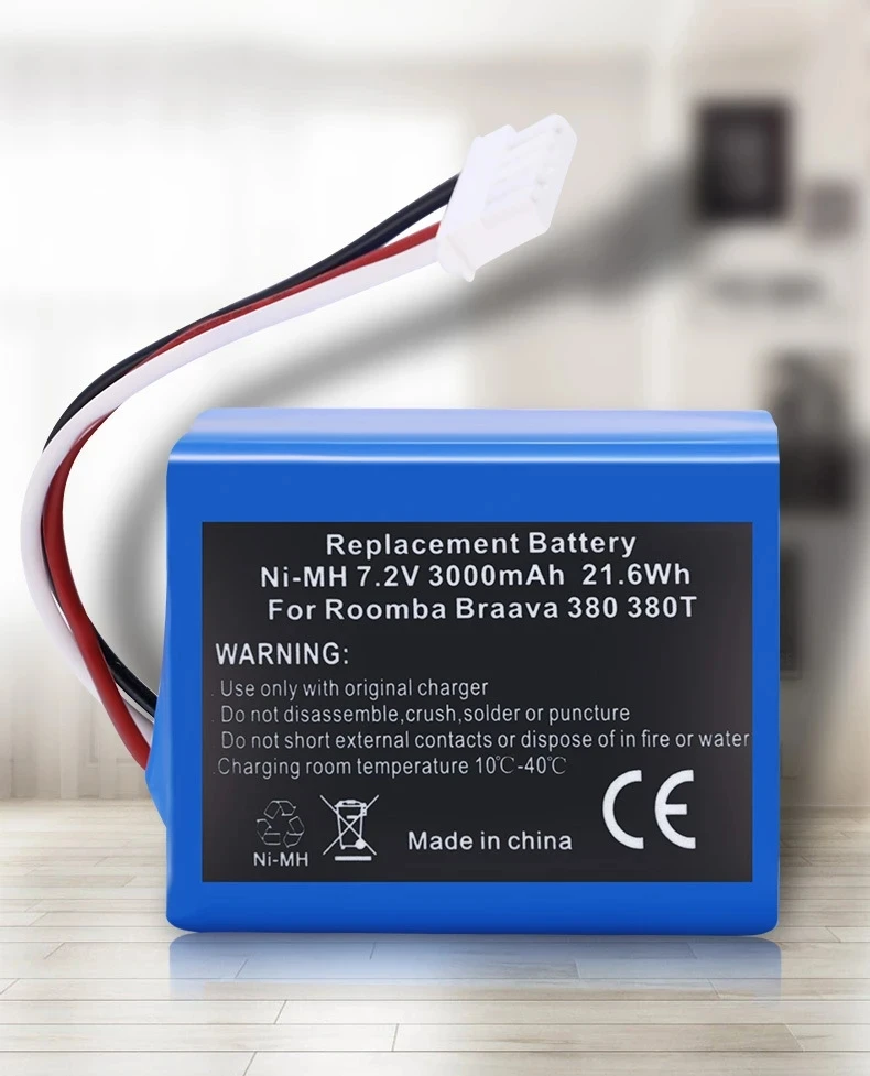 بطارية جديدة 7.2 فولت 3000mAh ni-mh قابلة للشحن لآي روبوت رومبا برافا 380 380T النعناع 5200c 5200 AA NiMH 3000mAh بطارية جزء #4