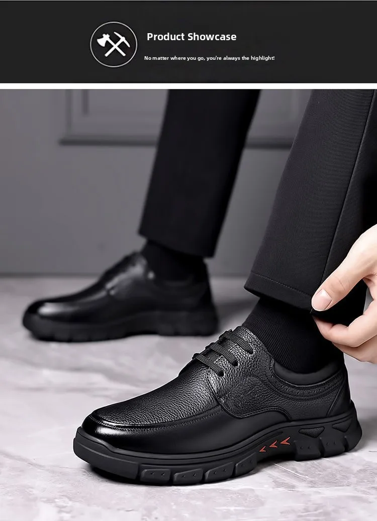 Zapatos Casuales de Cuero para Hombre, Suela Suave Antideslizante, Resistentes al Desgaste, Zapatos Formales de Negocios, Zapatos de Moda para Papá, Cómodos y Transpirables