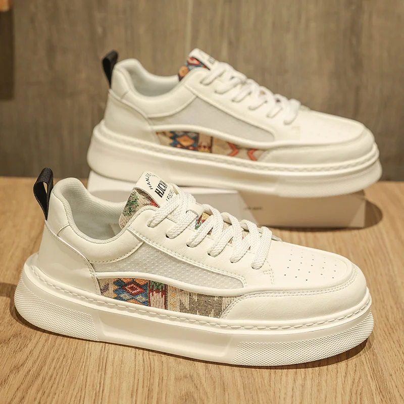 Men's 2025 New Autumn White Sneakers & Chunky High-Top Casual Shoes – Lightweight, Height-Increasing & Comfortable