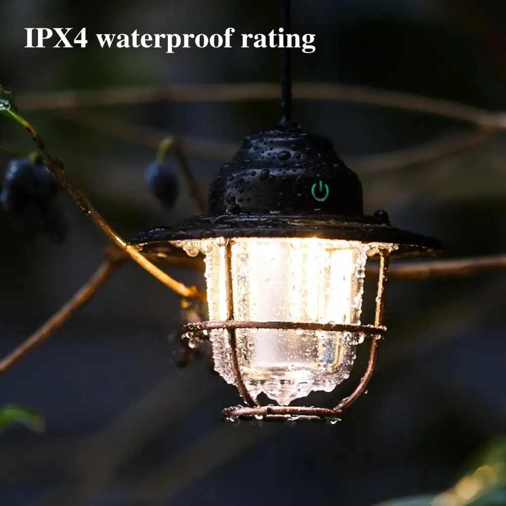 Portable Lantern USB Charging IPX4 Waterproof LED Bulb Retro Tent Light Outdoor Camping Lamp Camping Accessories