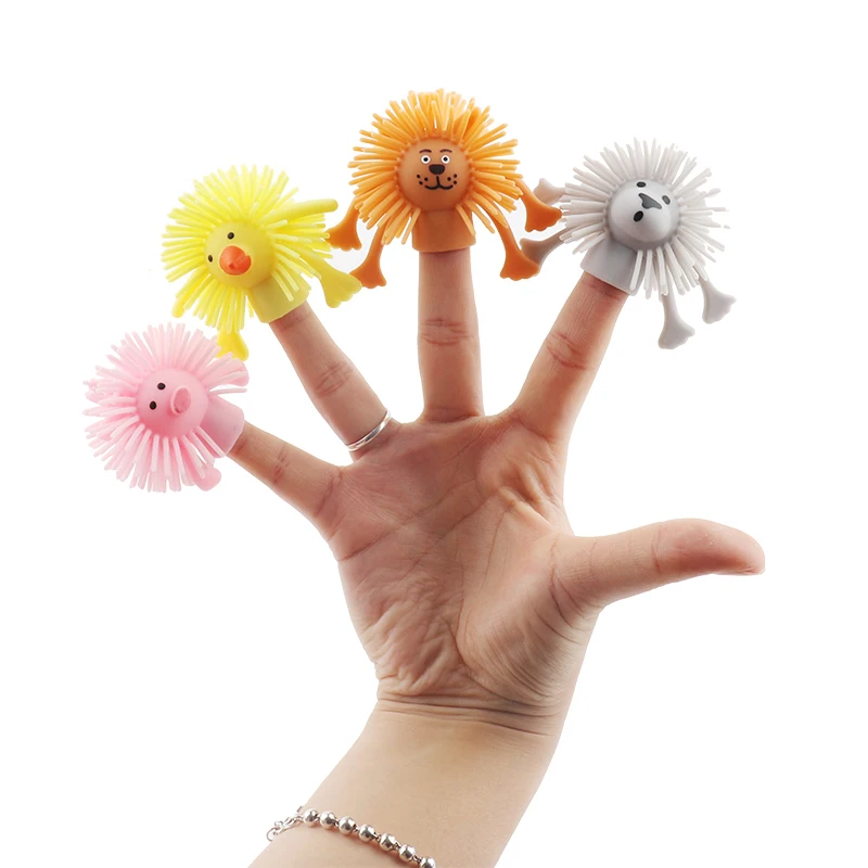 Novelty Finger Puppets TPR Rubber Animal Finger Dolls Stretch Stretch Decompression Funny Toys Children Party Games Holiday Gift