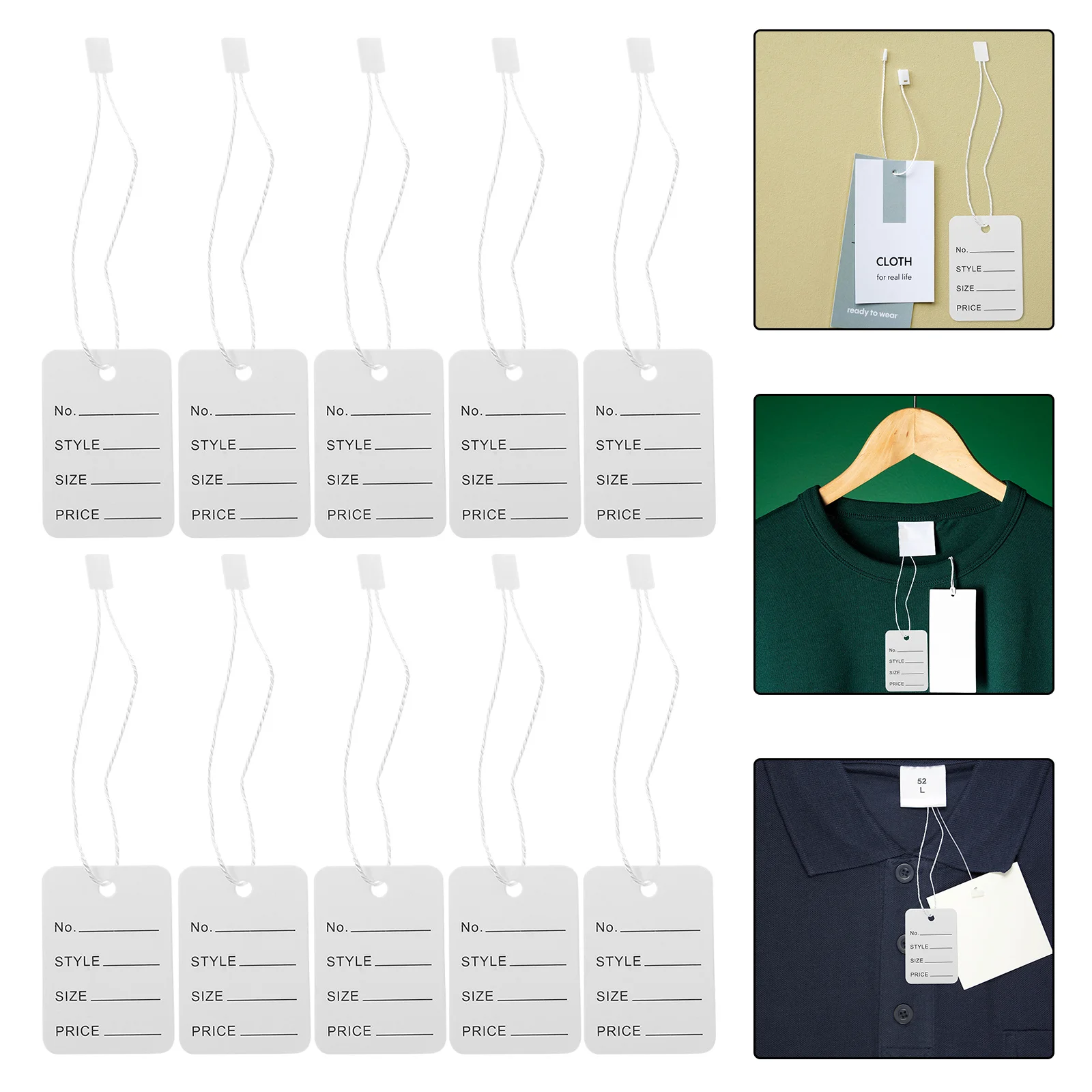 

2000pcs Universal Price Label With String Durable White Rope For Clothes Jewelry Hang Tags Retail Merchandise Labeling String