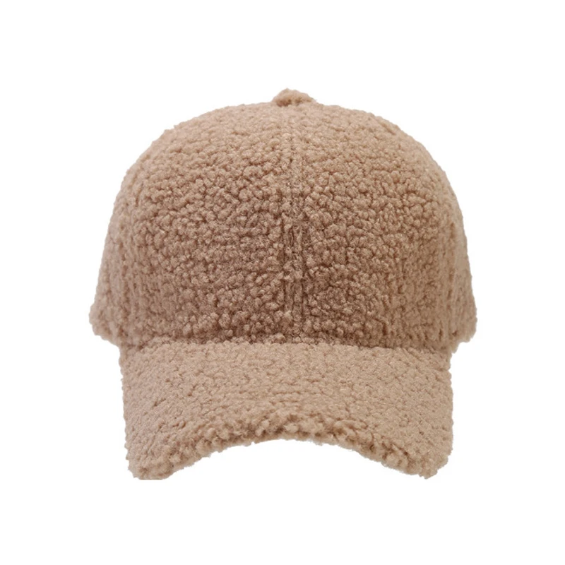 Lamb Wool Baseball Caps for Women Men Winter Warm Thick Peaked Hat Korean Curved Brim Visors Outdoor Sports Solid Color Golf Cap