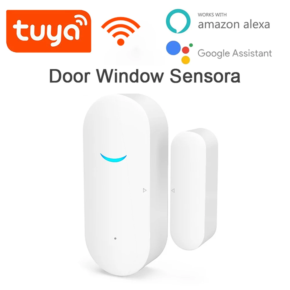 TAIBOAN WiFi Tuya Sensor de ventana de puerta Detector de puerta de garaje Compatible con Alexa Google Home Smart Life APP Control remoto