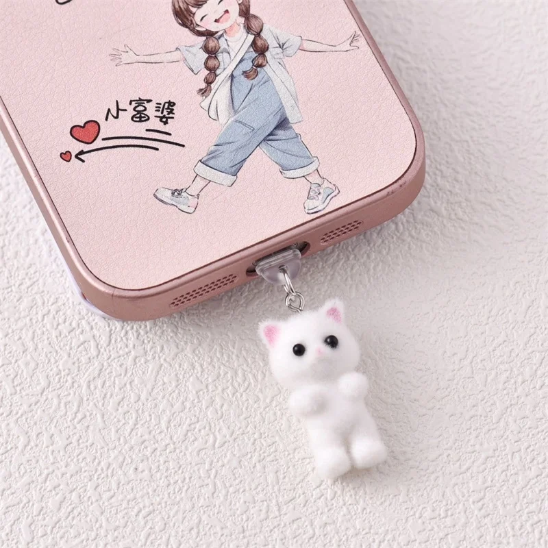 MINISO Resin Plush Cat Phone Dustproof Plug For iPhone Samsung Xiaomi Huawei Type C Android Charging Port Protectors Dustplugs