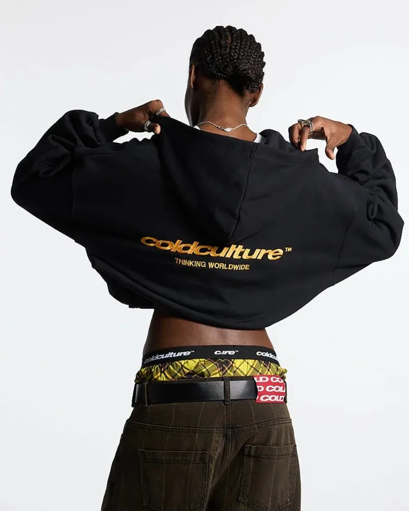 

High Street Harajuku Trendy Streetwear Jacket Women Retro Y2K Letter Print Zipper Hoodie 2025 Casual Loose Oversized Sweatshirt
