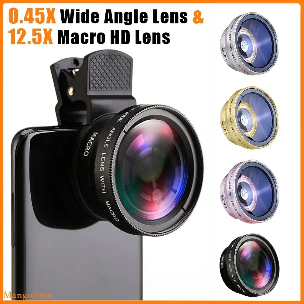 

【Fast Ship】Macro Lens Wide Angle Lens For Phones 37mm 0.45X 49Uv Universal Clip Mobile Professional Macro 2 In 1 Lens
