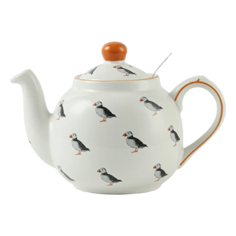 

London Pottery 600MLpuffin Animal ceramic tetra tea pot infuser welding kettle tea maker matcha coffeeware teaware with strainer