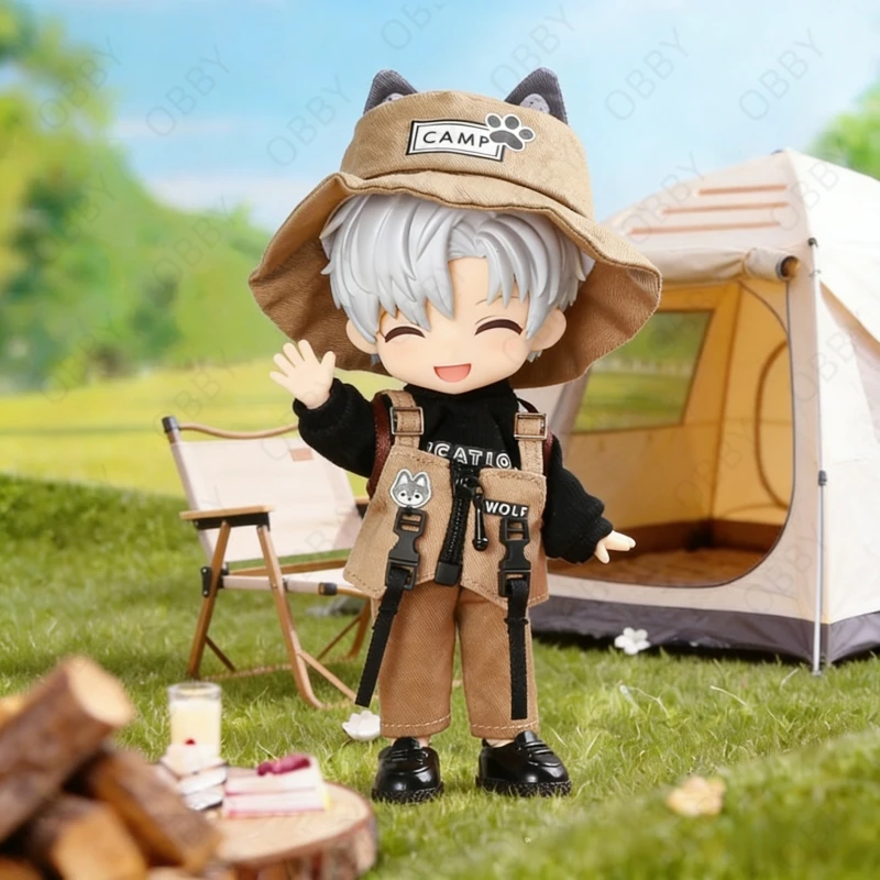 Obitsu 11 Doll Camping Hat Jumper Pants Suit For OB11 Gsc 1/12 Bjd Molly Body 16~17cm BJD Doll Cloth Animal Doll Outfit Clothes
