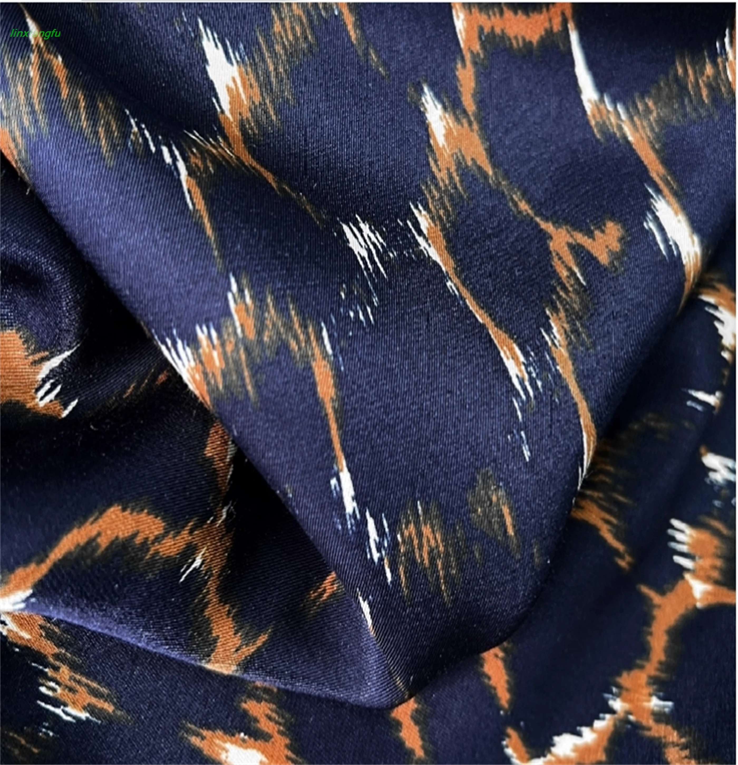 Python printed silk satin fabric, designer silk fabric, handmade dresses and clothing
