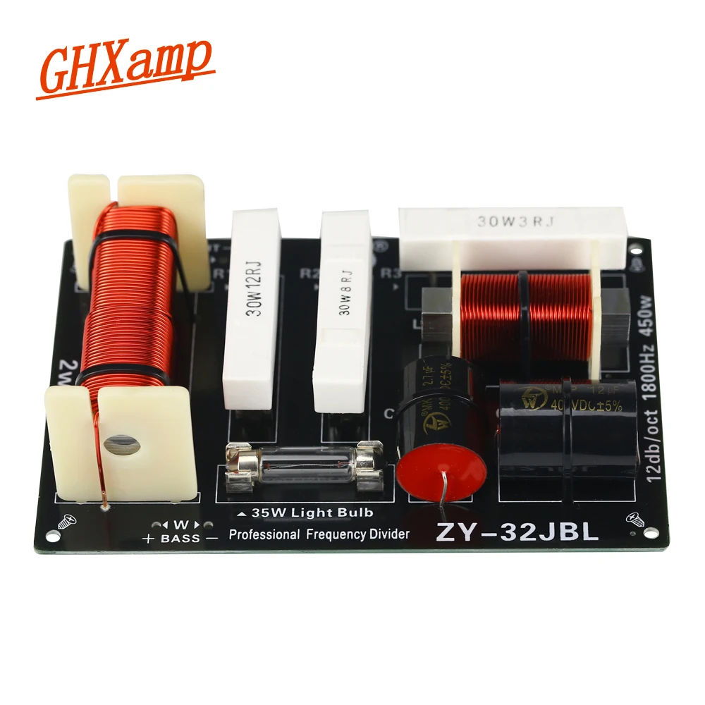 

GHXAMP 450W Кроссовер для акустических систем 1.8KHz, разделитель частот для твитеров и басов, 2-полосный, 4-8 Ом, для сценических колонок, 1 шт.