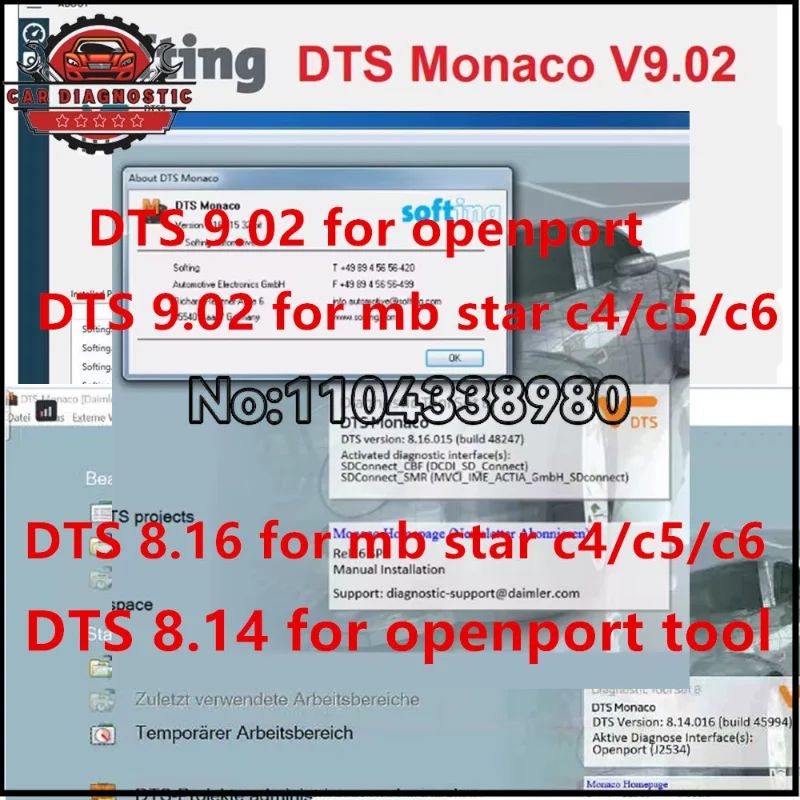 

2025 Горячий продавать DTS Monaco V8.16 / 8.14 / 9.02 для mb star c4 sd c5 vci c6 для дистанционного управления инструментом openport в установке онлайн и активации