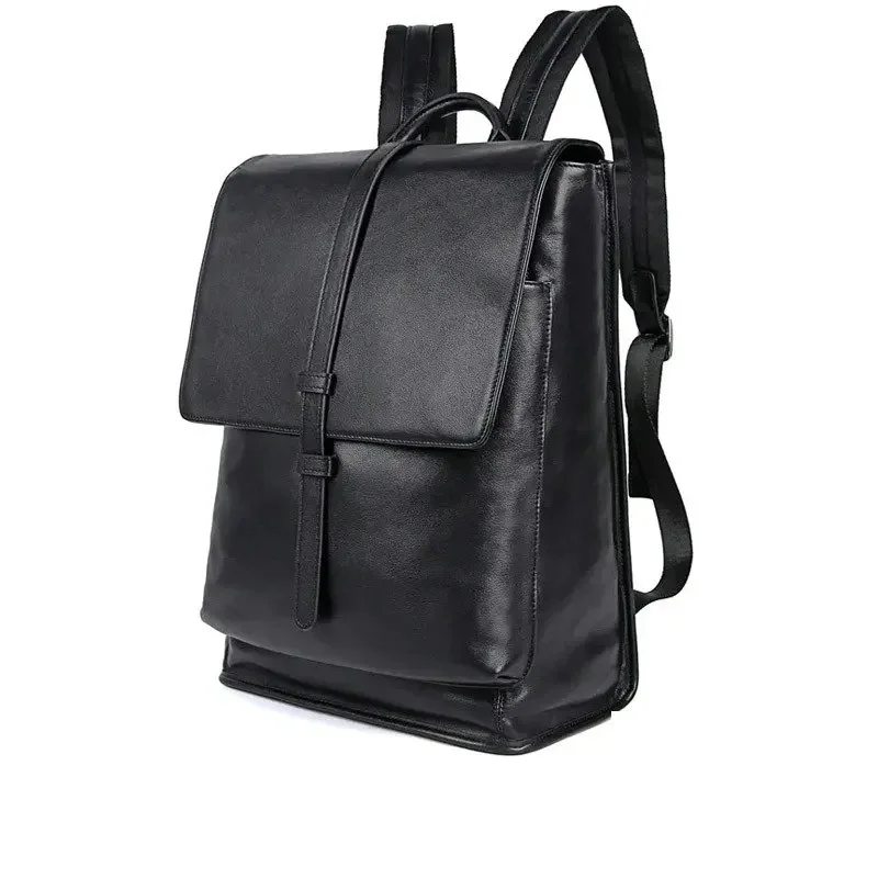 2025 Men's Business Leather Backpack Large Capacity Travel 14 Inch Computer Backpack Men's Waterproof School Bag