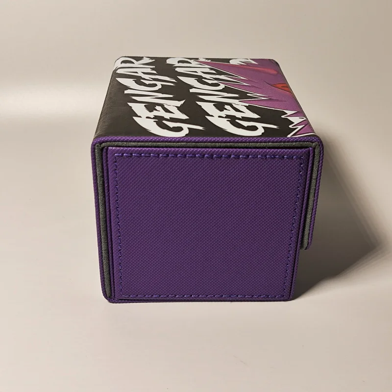 Gengar PTCG DIY lederen kaartdoos met grote capaciteit, verdikte anime-gamecollectiekaartopbergdoos 100+