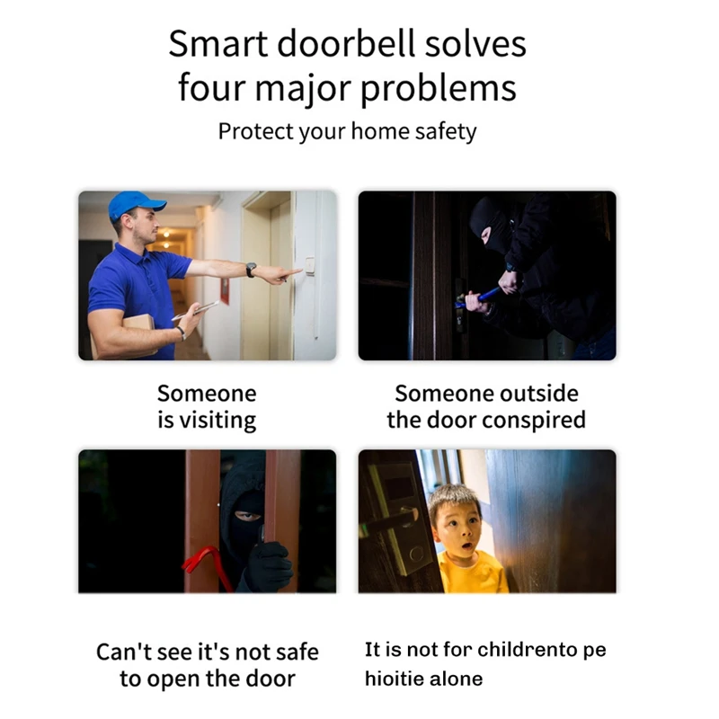 Tuya-スマートドアベルカメラ,wifiビデオインターホン,防水,屋外セキュリティ保護,双方向オーディオ,EUプラグ,1080p