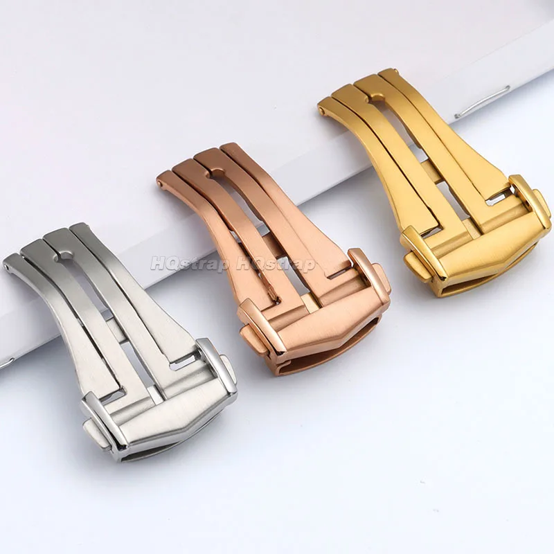 Stainless Steel Watch Buckle 18mm 20mm Metal Butterfly Clasp for Omega Nylon Strap Deployment Double Press Button Accessories view 2