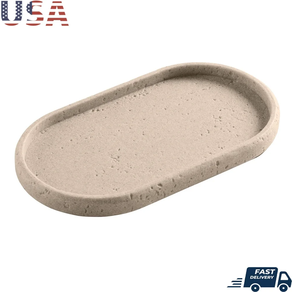 

Elegant Faux Stone Accessory Tray Organizing Small Items in Bathroom Bedroom Office Space Saving Stylish Durable Design