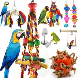 Pet Bird Chewing Toy Cotton Rope Parrot Toy Bite Resistant Bird Tearing Cockatiels Training Hang Swings Bird Cage Supplies