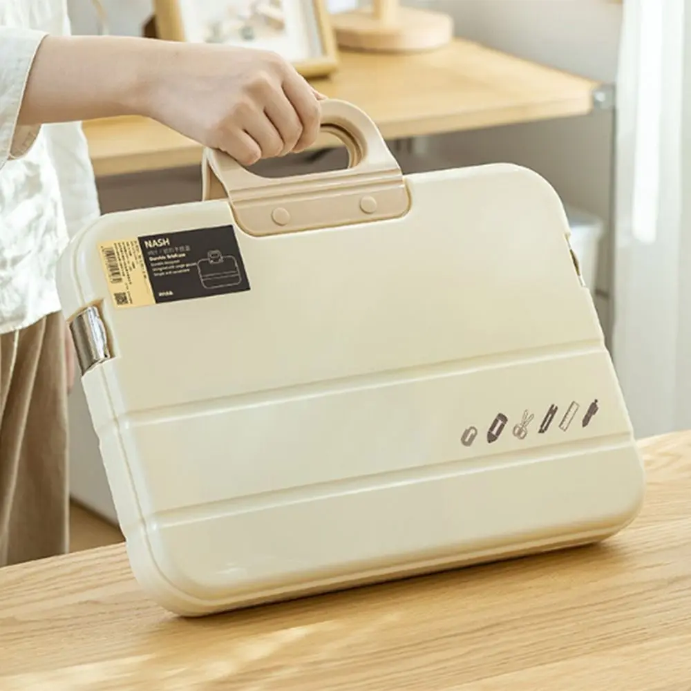 Portable Documents Case with Handle Large Capacity Handheld File Bag Plastic Clear View Document Storage Boxes Student Use