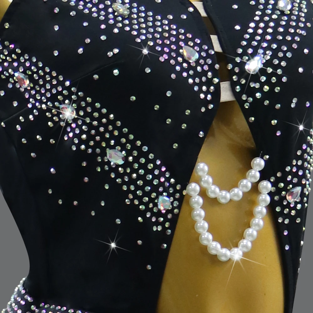 Robe de danse latine pour jeunes filles, ensembles de costumes de bal, vêtements de scène courts américains pour femmes, tenue de soirée de sport, 2025