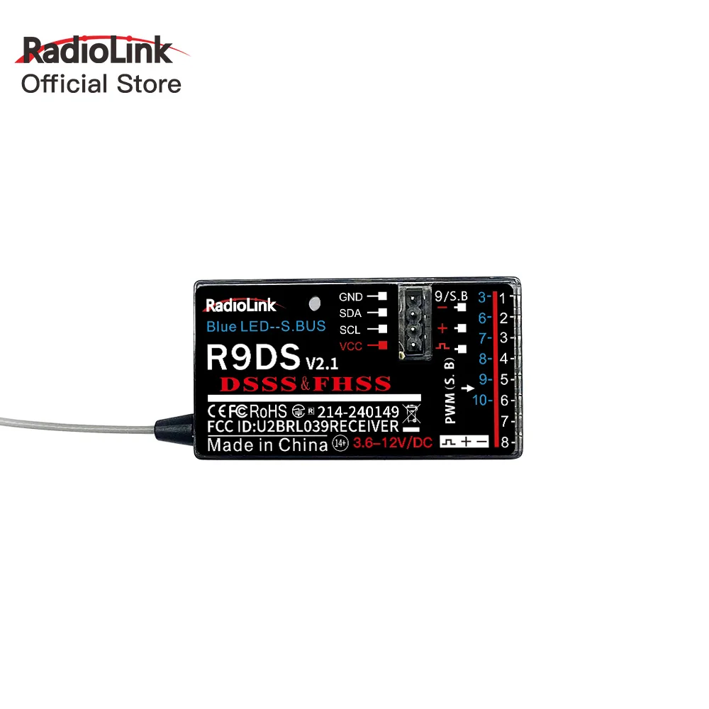 Radiolink R9DS RC Receiver 9 Channels Flight Information Transmission SBUS/PWM/PPM Signal Compatible with AT9 AT9S AT10II AT10