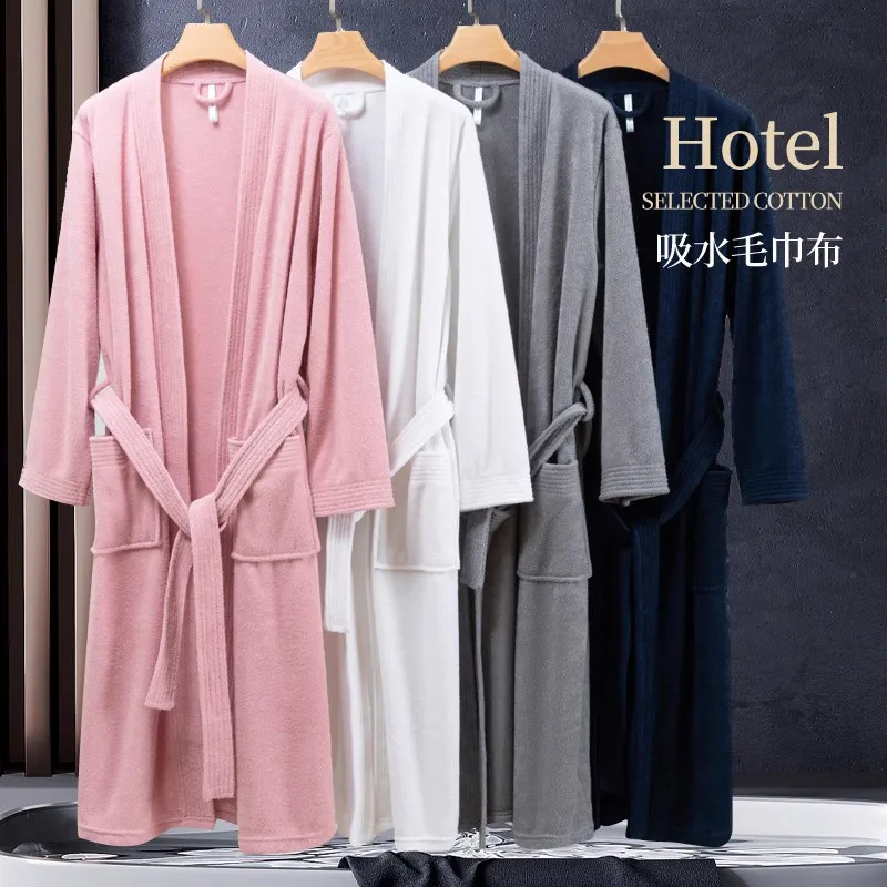 

Home Bathrobe Toweling Terry Robe Unisex lovers Soft Bath Robe Men And Women Nightrobe Sleepwear Casual