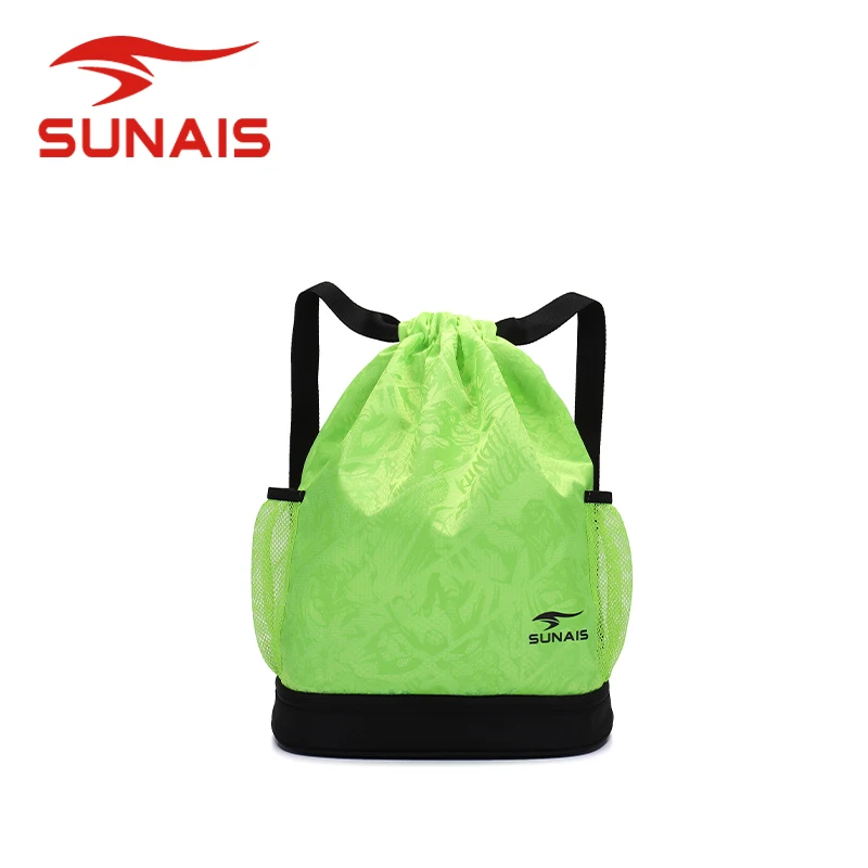 SUNAIS 537119 Multifunctional Drawstring Bag Lightweight Soccer Backpack Large Capacity Gym Sack with Shoe Compartment