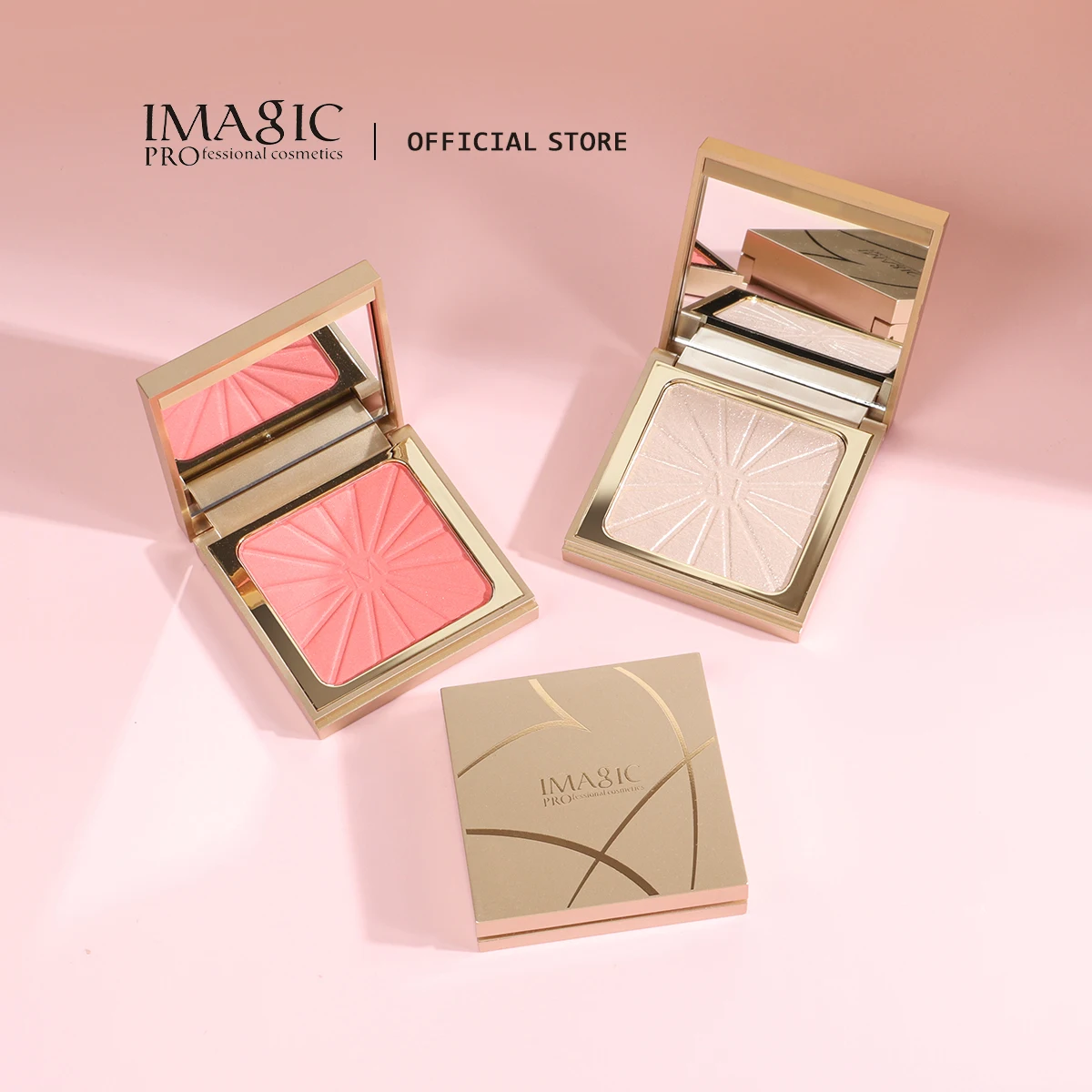 IMAGIC Brightening Highlighter&Cheek Blush Palette Professional Brighten 8-Color Repair Smooth Oil-Control Natural Pressed Makeu