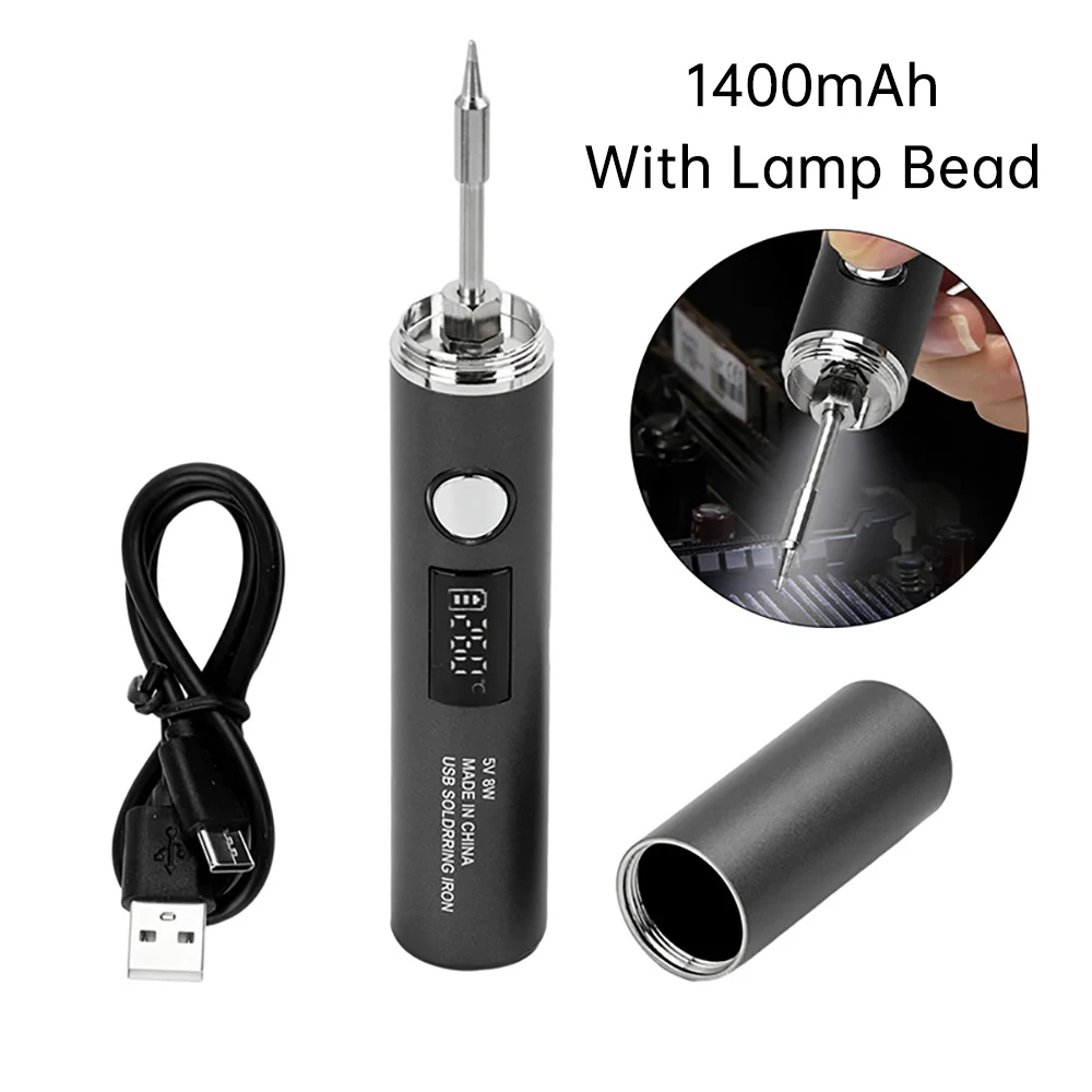 Wireless USB Soldering Iron 1400mAh Battery Electric Solder Iron Smart Temperature Adjustable Fast Heating 510 Solders Tips Tool