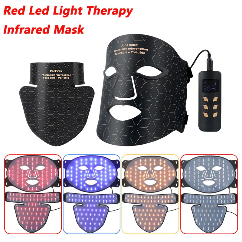 Rote LED-Lichttherapie Infrarot flexible weiche Maske Silikon 4 Farbe 240 Lampe Perlen LED-Therapie Anti-Aging fort geschrittene Photonen maske