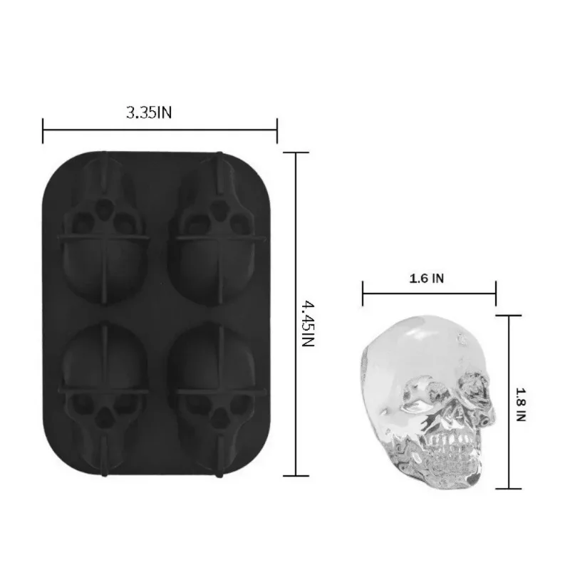 3D Skull Silicone Mold Ice Cube Maker Chocolate Mould Tray Ice Cream DIY Tool Whiskey Wine Cocktail Ice Cube Best Sellers