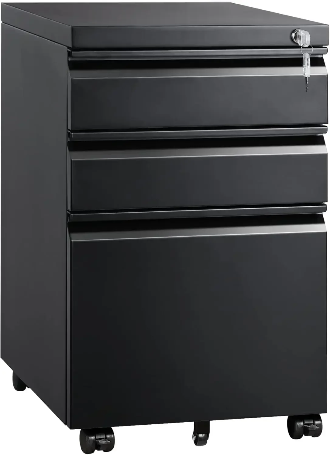

3 Drawer Mobile File Cabinet with Lock, Under Desk Metal Filing Cabinet for Legal/Letter/A4 File, Fully Assembled Except Wheels