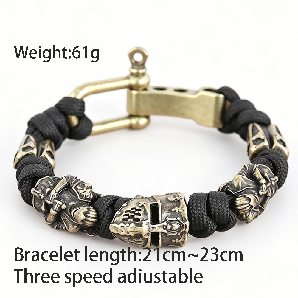 Paracord Templer-Ritter Armband für Männer und Frauen, Handgefertigt, Verstellbar, Vintage Gothic Taktisches Outdoor-Amulett, Schmuckgeschenk, Dropshipping – Detail 1
