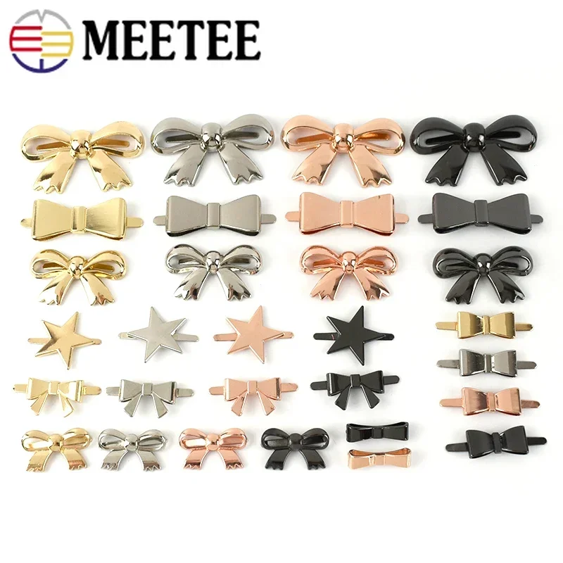 5/10 pezzi Meetee metallo fiocco-nodo fibbie scarpe borsa artigianato in pelle fermagli vestiti decorazioni etichette accessori hardware bagagli fai