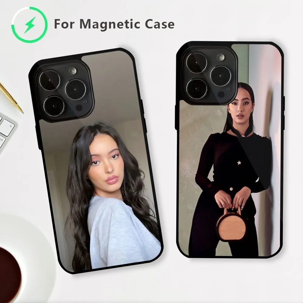 

Singer Faouzia Ouihya Phone Case For iPhone 15 14 13 12 Mini Pro Max Plus Magnetic Attraction Shell