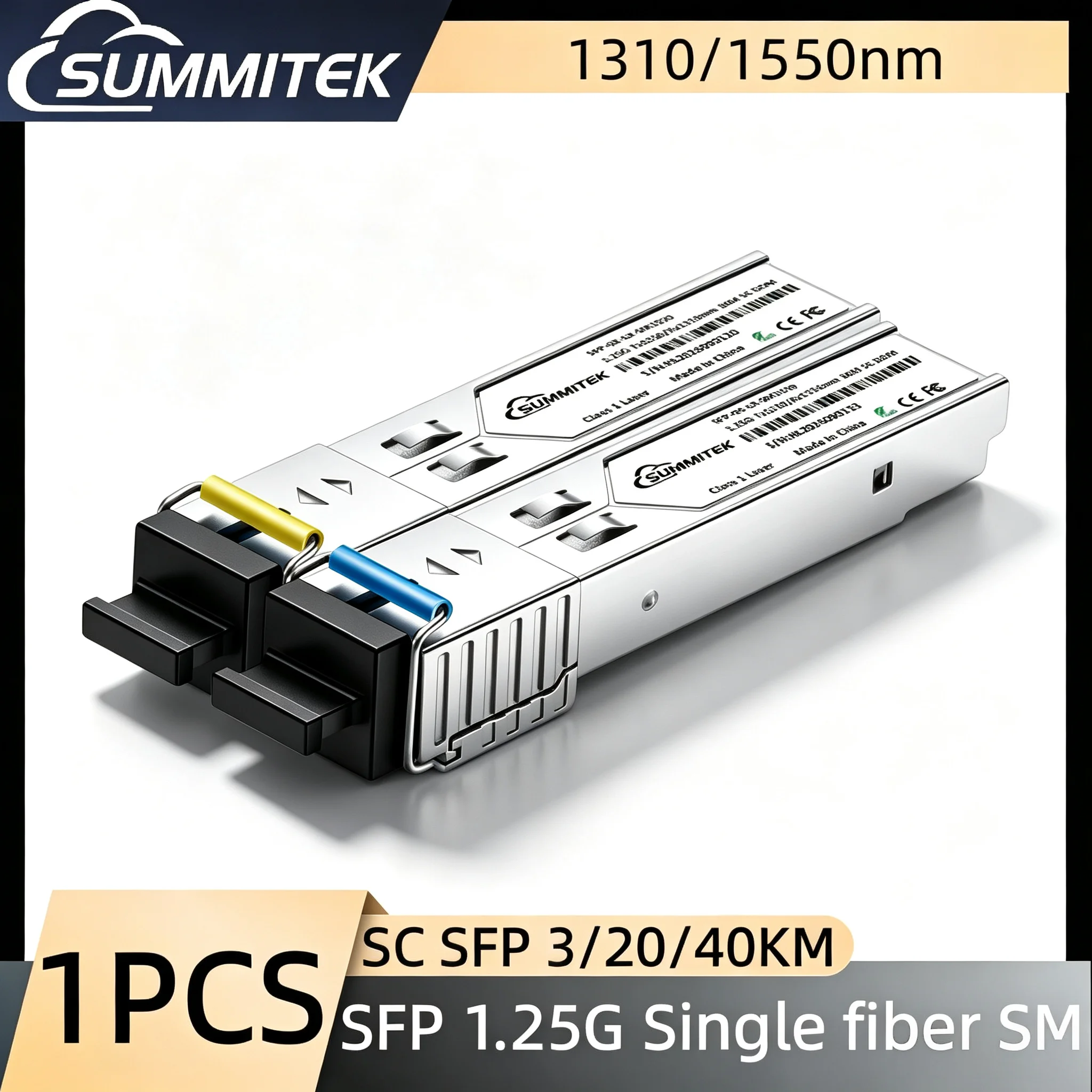SUMMITEK 1Pair 3KM 20KM 40KM SFP Module SC Interface 1310/1550nm 1.25G BIDI Fiber Transceiver DDM Gigabit SFP Optical Module